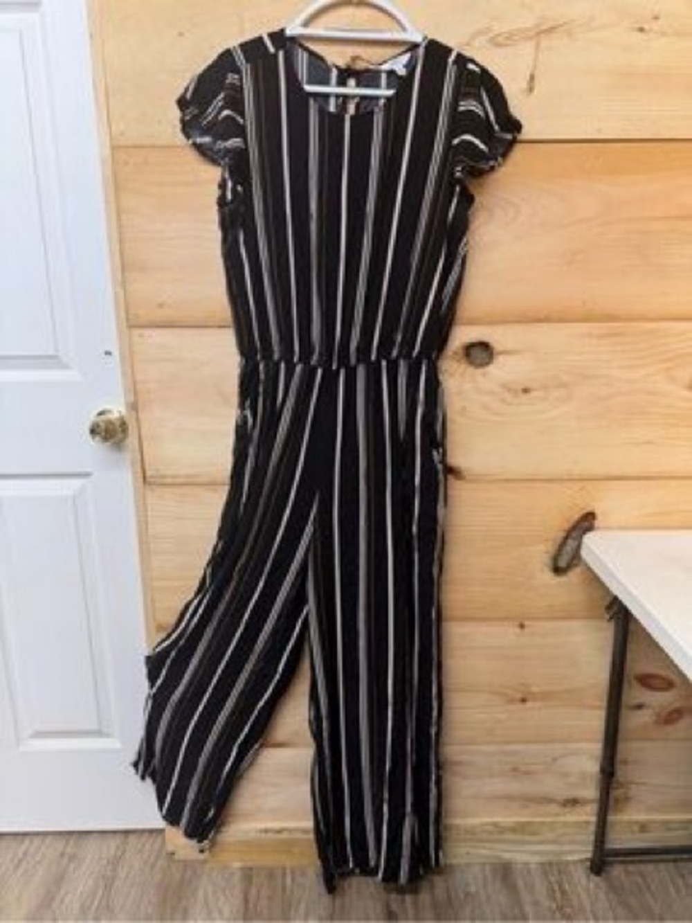Black Striped Wide-Leg Jumpsuit